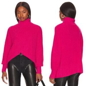 Lovers + Friends Jade Sweater Hot Pink Turtleneck Pullover Revolve XS